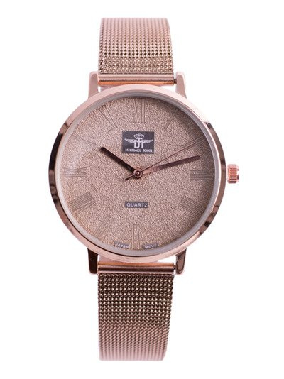 Жіночий годинник Michael John Elis Pink Gold / Gold Dial