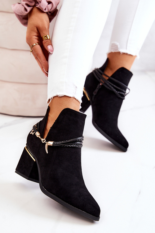 Замшеві ковбойські чоботи в смужку Чорні Inessa