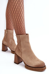 Жіночі замшеві чоботи на каблуці бежеві Lemar Remilda