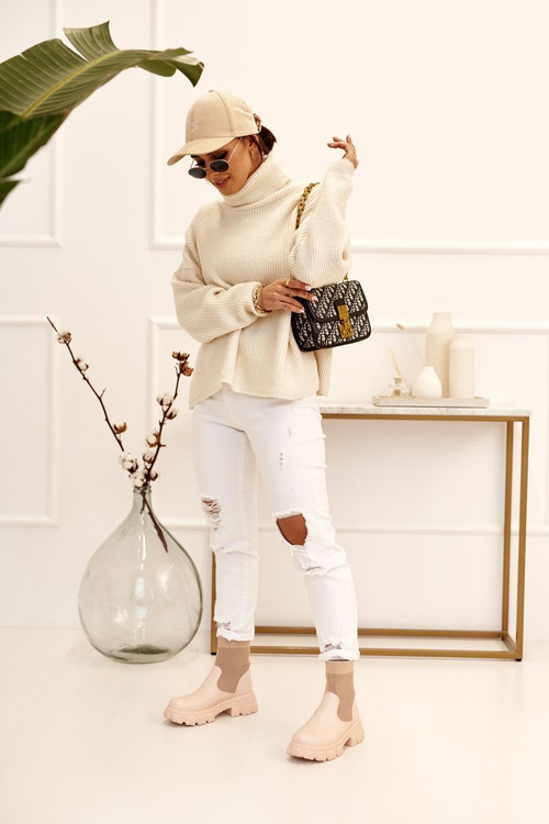 Чоботи жіночі шкарпетки бежеві Stormy