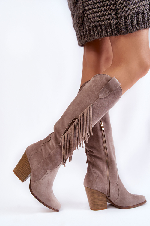 Жіночі замшеві ковбойські черевики Lewski 3094/F сірі