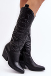 Жіночі шкіряні ковбойські чоботи на каблуці чорні Sloana