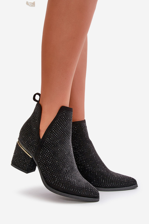 Жіночі ботильйони з прикрасами з гострими носами чорного кольору Fararia