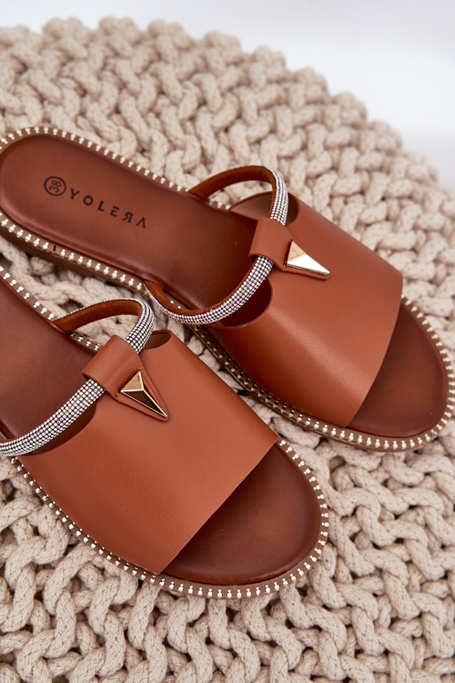 Еко Шкіряні Сандалі На Плоскому Каблуці З Декоративною Стрічкою Camel Hirtewi