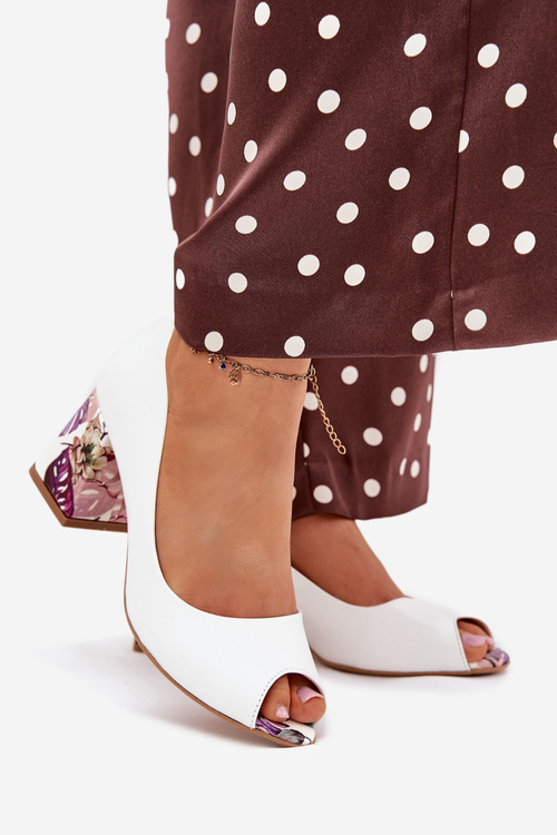 Шкіряні туфлі з декоративним каблуком Lewski Shoes 2608/K білі