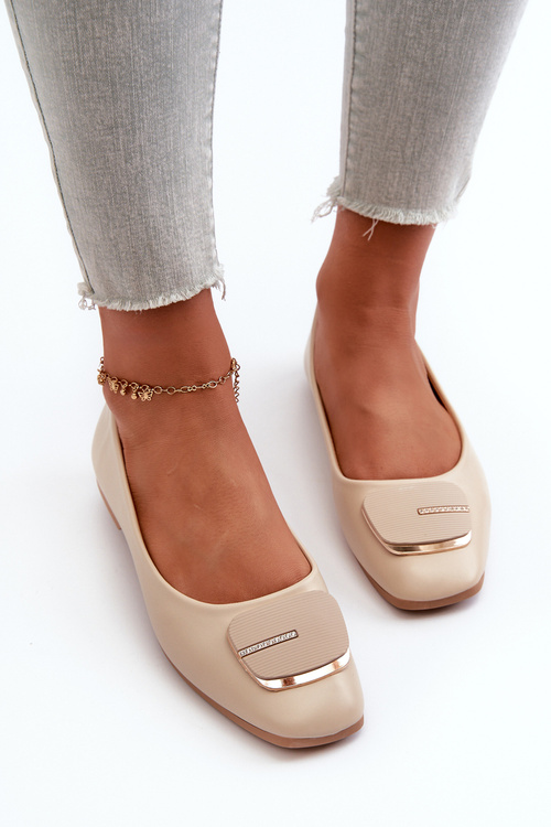 Жіночі балетки з еко шкіри з орнаментом Beige Edoslli