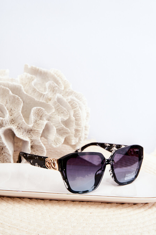 Жіночі сонцезахисні окуляри з чорними деталями та золотом UV400 Black