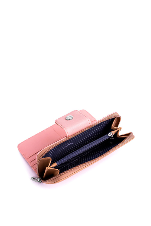 Великий жіночий гаманець на блискавці Коричнево-рожевий Huntress