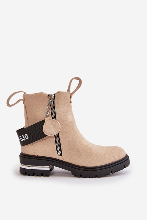 Жіночі теплі черевики на блискавці Бежеві Calvaro