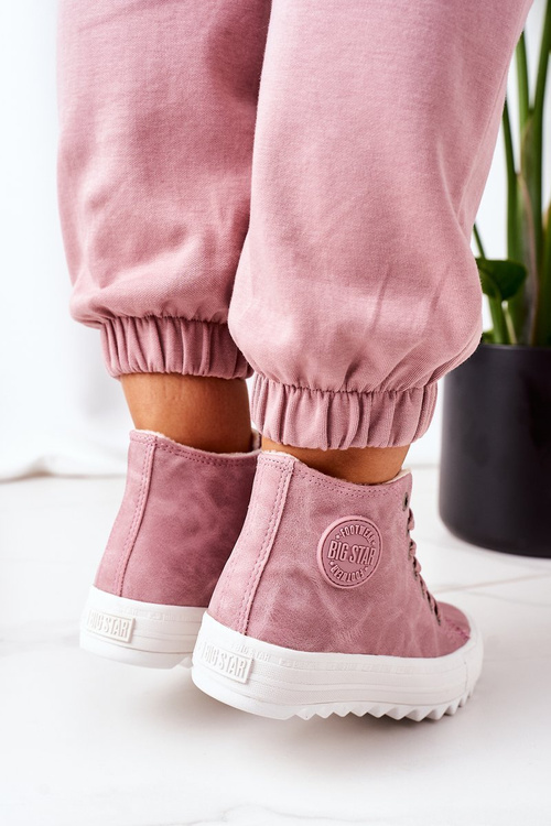 Жіночі шкіряні утеплені кросівки Big Star EE274113 Рожеві