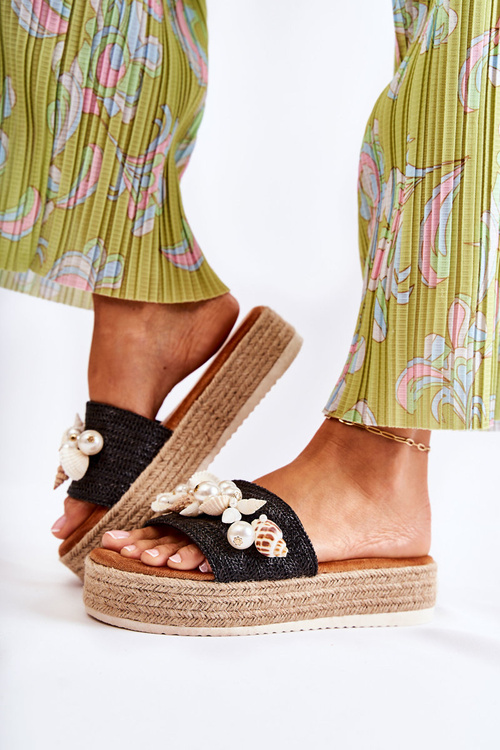 Жіночі тапочки на платформі з черепашками Black Tolia