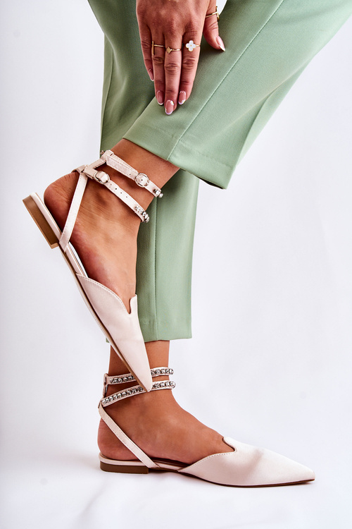 Жіночі босоніжки з носком шпіц бежеві Amisha