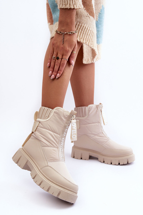 Жіночі високі зимові черевики утеплені бежеві Freoc