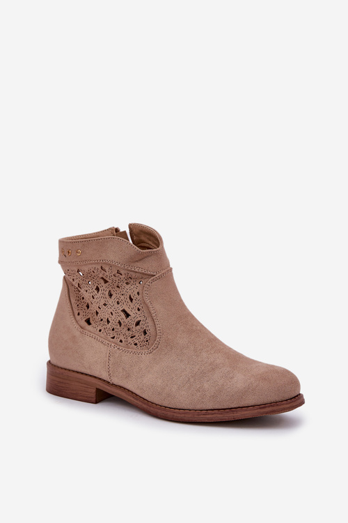 Жіночі Ажурні Черевики На Плоскому Каблуці S.Barski HY51-113 Бежеві