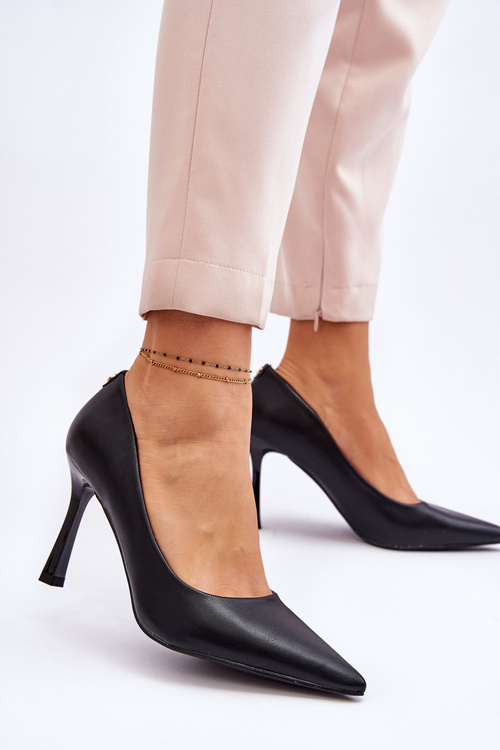 Шкіряні класичні туфлі на шпильці чорного кольору Kelsey