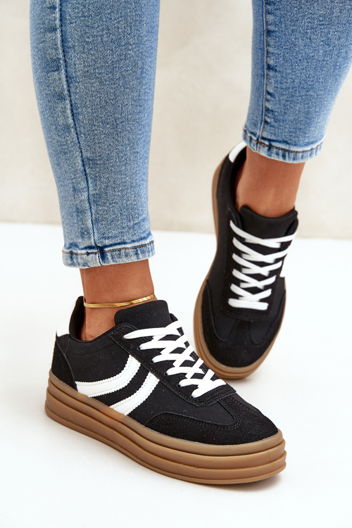 Стильні кросівки на платформі чорні Doriwa