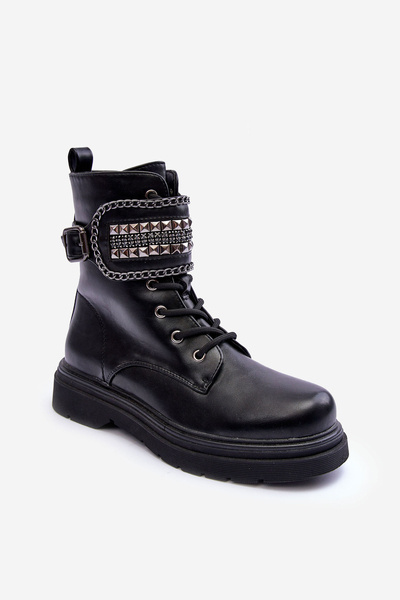 Шкіряні черевики Workery, прикрашені шпильками Black Kongei