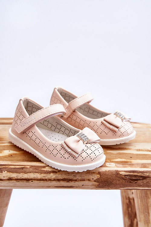 Дитячі балетки з бантом на липучці Рожеві Halle