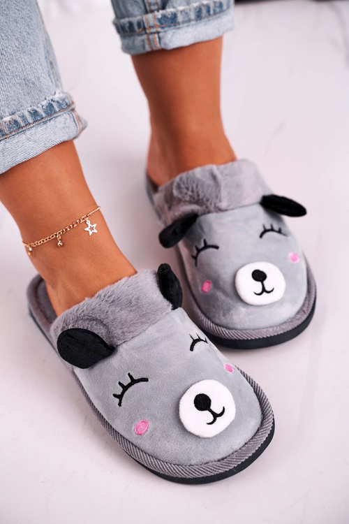 Жіночі велюрові тапочки з рум'яним сірим ламою