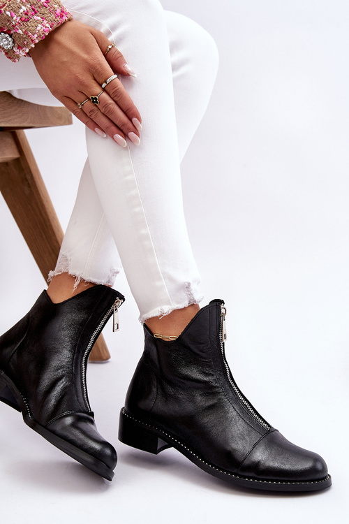 Шкіряні чоботи на блискавці Ніколь 2785/037 Чорні