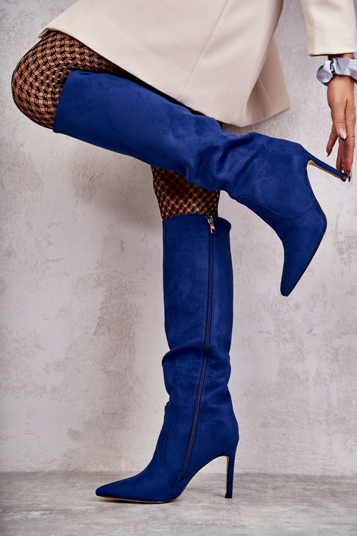 Замшеві чоботи на високих підборах Blue Carite