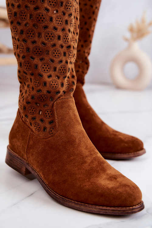 Ажурні замшеві високі чоботи Camel Darnell