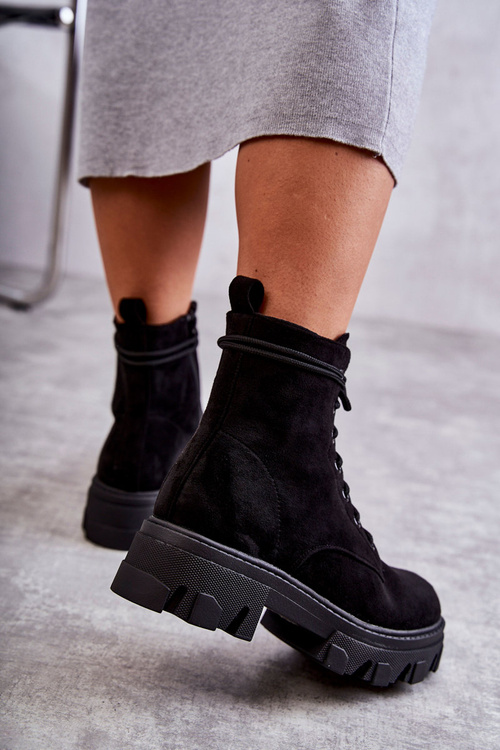 Замшеві теплі черевики Workers Black Darvin