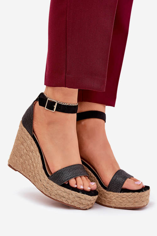 Жіночі Сандалі На Каблуці З Плетінням Чорні Adelio