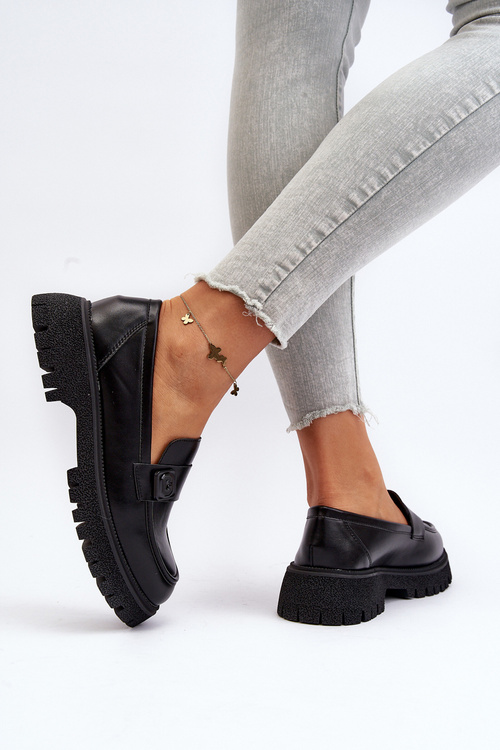 Чорні жіночі лофери Flanila з ремінцем