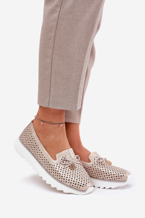 Жіночі Напівчеревики З Перфорацією З Натуральної Шкіри D&A LR51-631 Золоті