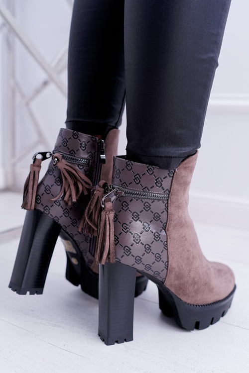 Чоботи жіночі на шпильці Lu Boo Warm Coffe Milky Way