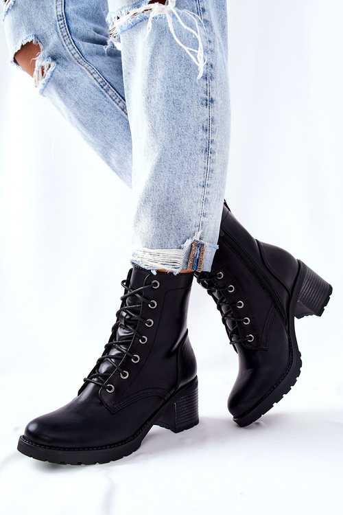 Чоботи на шпильці з підігрівом, чорні неріні