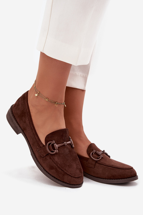 Жіночі мокасини з декоративною деталлю еко замш шоколадні Амбрія