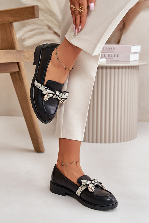 Шкіряні жіночі лофери чорні S.Barski HY42-330