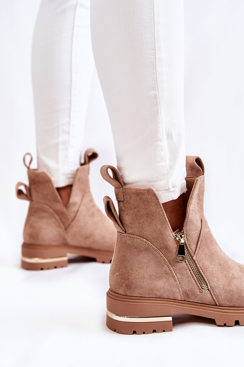 Замшеві чоботи з вирізами Бежеві Klarissa