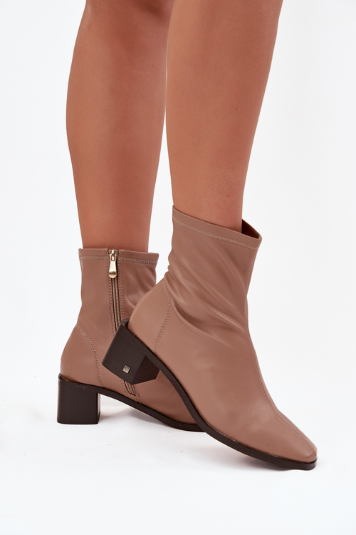 Жіночі ботильйони на підборах Vinceza 23-10791 Бежеві