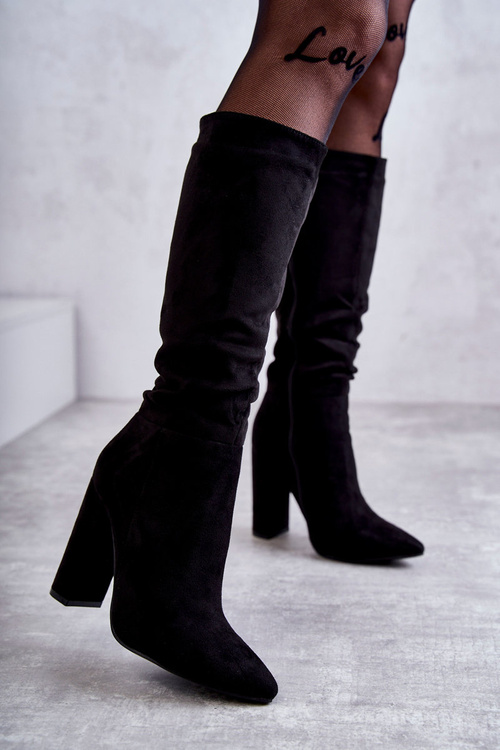 Класичні замшеві чоботи на підборах Schwarz Tressa