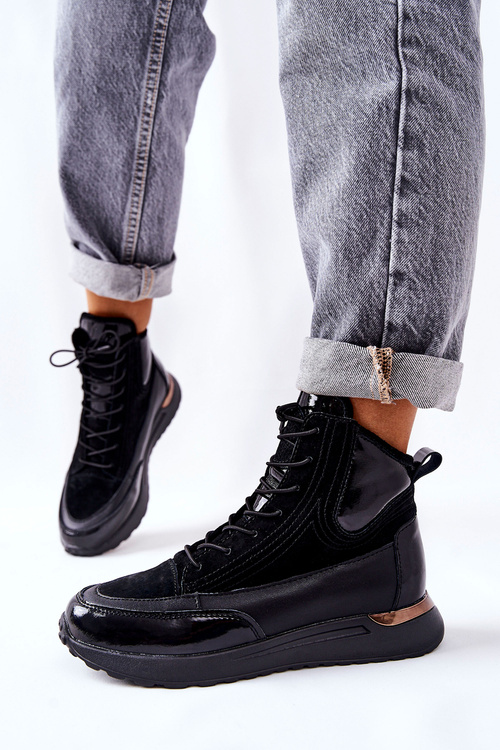 Високі шкіряні спортивні кросівки чорного кольору Chocci