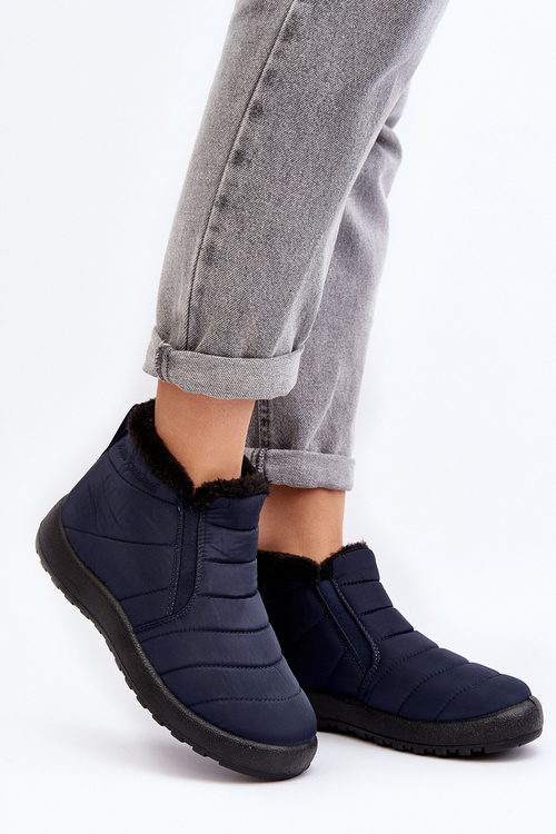 Низькі жіночі зимові черевики на підкладці темно-синього кольору Enmore
