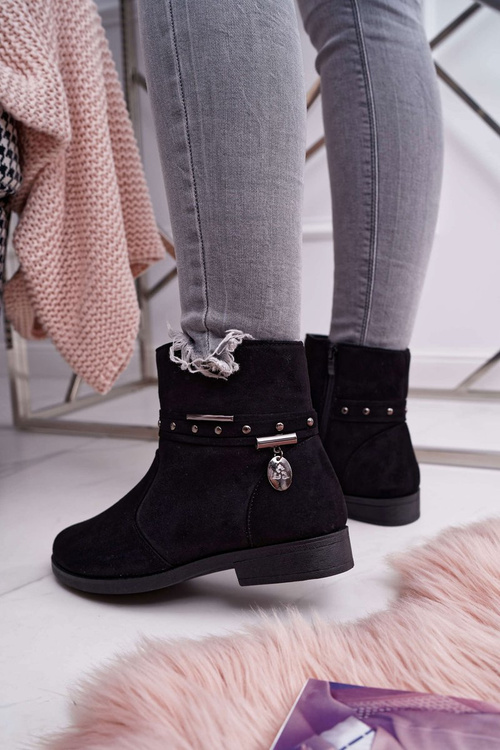 Жіночі чоботи на плоскій підошві з підігрівом Black Verte