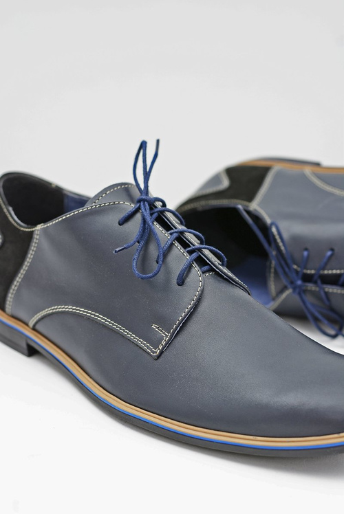 Чоловічі елегантні шкіряні сині туфлі Bednarek Biagio