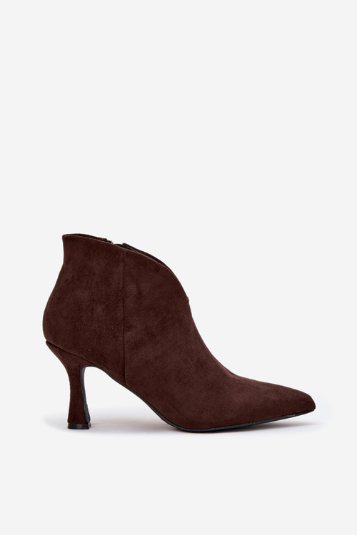 Низькі жіночі черевики на каблуку еко замш шоколад Jolivra