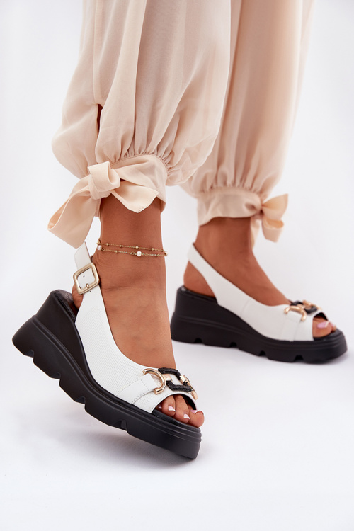 Жіночі Шкіряні Сандалі На Підборах І Платформі З Декором Artiker 56C1588 Білі