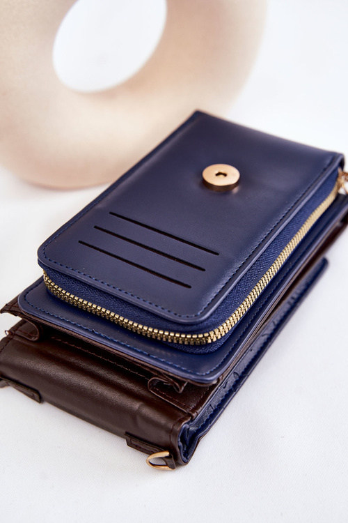 Модна сумочка-гаманець 2в1 з тисненням темно-синій Savano