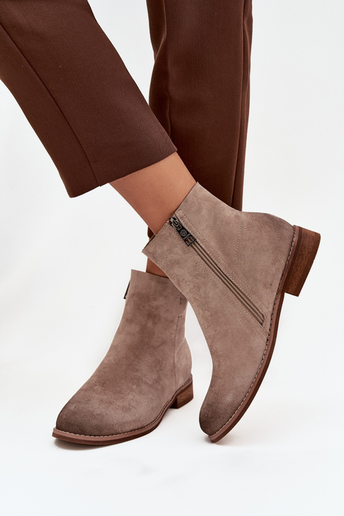 Жіночі чоботи на плоскому підборі Vinceza 39961 бежеві