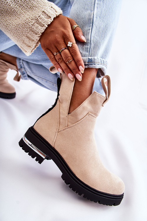 Замшеві черевики з вирізами бежеві Elvera