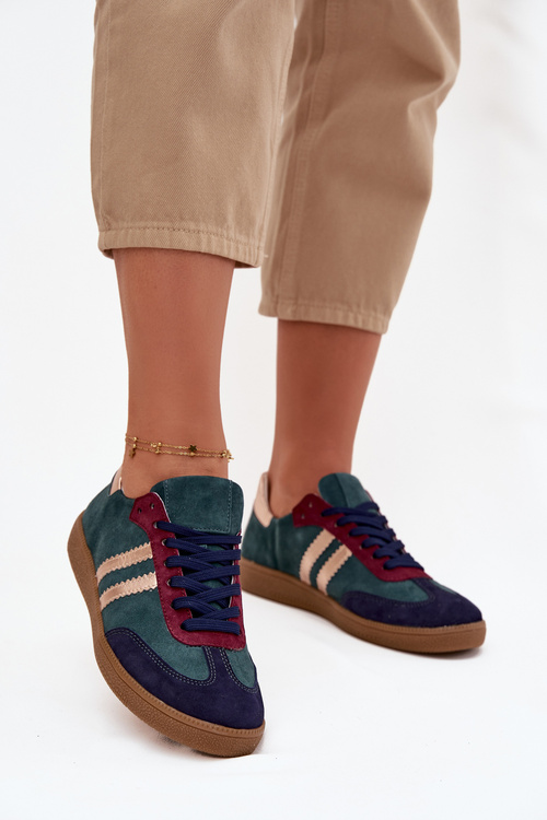 Zazoo N1068 Замшеві Низькі Кросівки Жіночі Темно-зелений