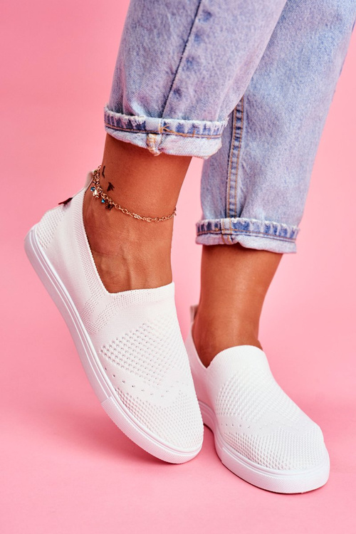 Жіночі тенісні туфлі без шнурівки Білі Big Star FF274A608