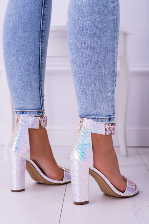 Lu Boo Iridescent Blue Silver Zirconia Lambada Sandals