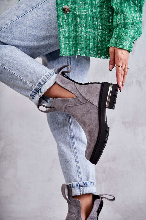 Замшеві черевики з вирізами сірі Elvera